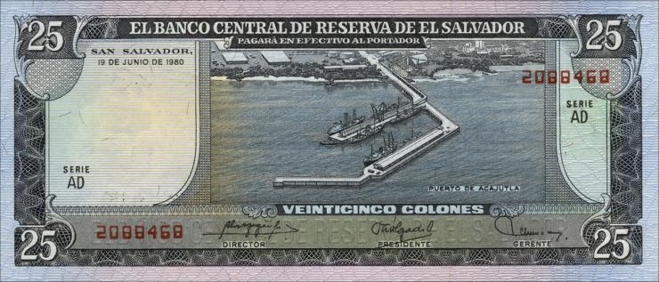 El Salvador P.130b 25 Colones 1980 (1) 