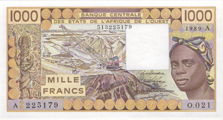 West-Afr.Staaten/West African States P.107Ai 1000 Francs 1989 (1) 