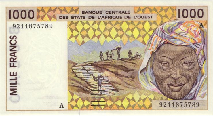 West-Afr.Staaten/West African States P.111Ab 1000 Francs 1992 (1) 
