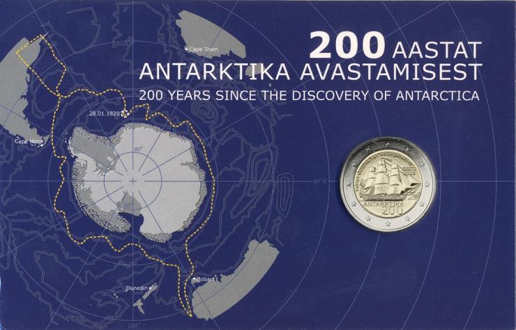 Estland 2 Euro 2020 100 Jahre Entdeckung der Antarktis Coincard 