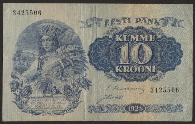 Estland / Estonia P.63a 10 Kronen 1928 (3) 