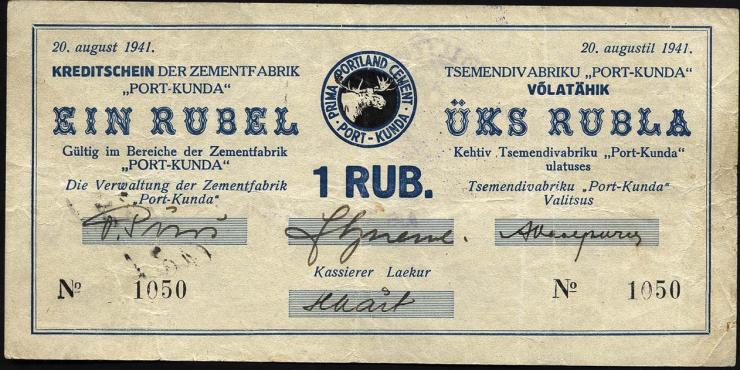 Estland / Estonia ES13a: 1 Rubel 1941 (3) Port Kunda 