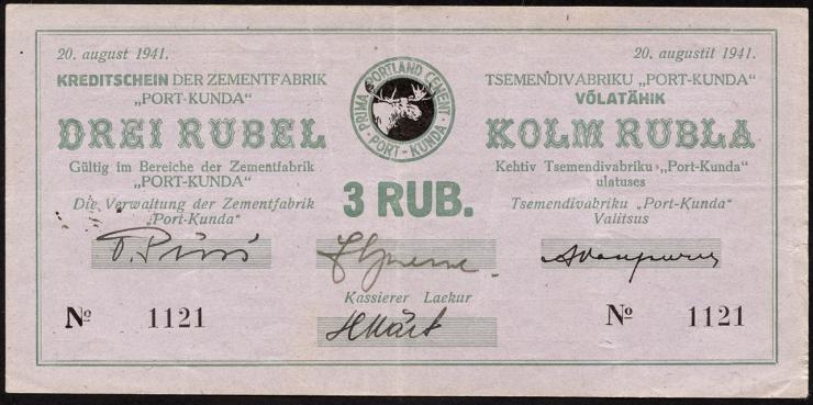 Estland / Estonia ES14a: 3 Rubel 1941 (3+) 