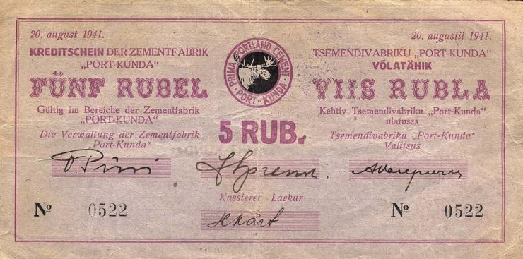 Estland / Estonia ES15a: 5 Rubel 1941 (3) 