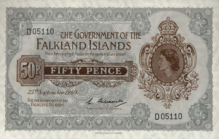 Falkland Inseln P.10a 50 Pence 1969 (1) 