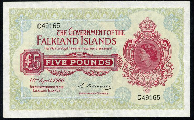 Falkland Inseln P.09a 5 Pounds 1960 (2/1) 