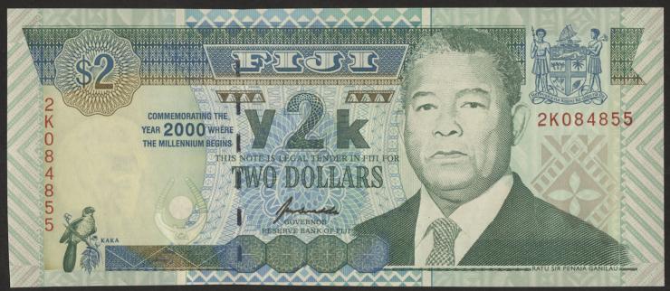 Fiji Inseln / Fiji Islands P.102 2 Dollars (2000) (1) Gedenkbanknote 