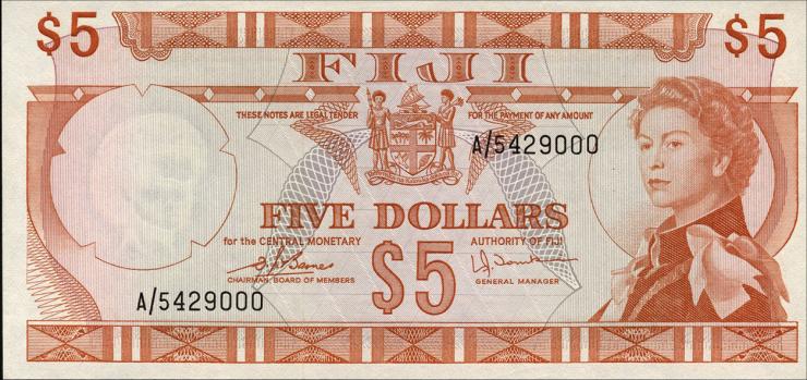 Fiji Inseln / Fiji Islands P.073c 5 Dollars (1974) (1) 