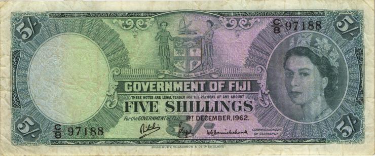Fiji Inseln / Fiji Islands P.051c 5 Shillings 1962 (3) 