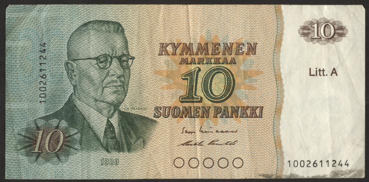 Finnland / Finland P.112 10 Markkaa 1980 Paasikivi (5 Ringe) (3) 