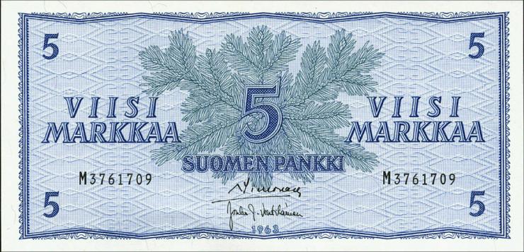Finnland / Finland P.099 5 Markkaa 1963 (1) 