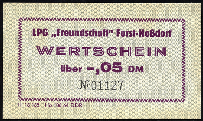 LPG Forst-Noßdorf "Freundschaft" 0,05 DM (1) 