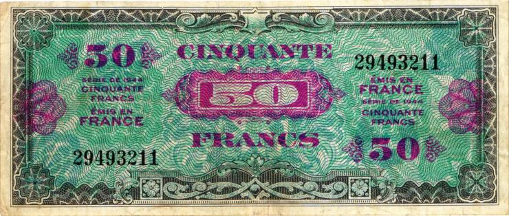 Frankreich / France P.117a 50 Francs 1944 (3) 