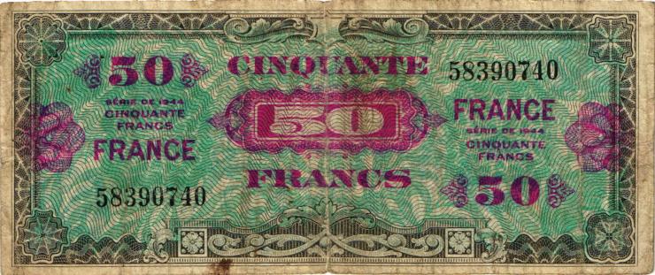 Frankreich / France P.122a 50 Francs 1944 (4) 
