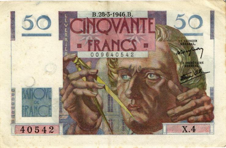 Frankreich / France P.127a 50 Francs 1946 (3) 