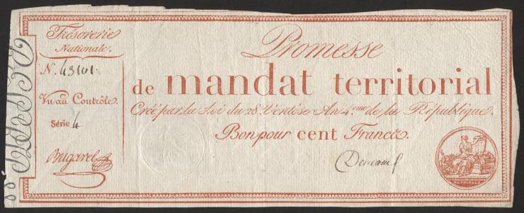 Frankreich / France P.A084b Assignat 100 Francs (1796) (3) 