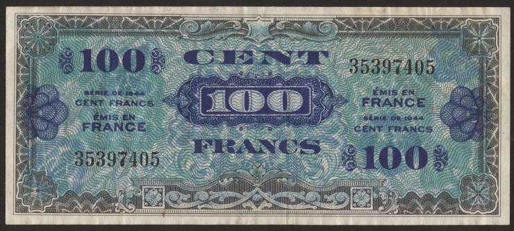 Frankreich / France P.118a 100 Francs 1944 (3) 