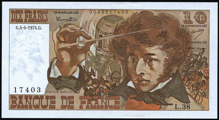 Frankreich / France P.150a 10 Francs 1974 Berlioz (1) 