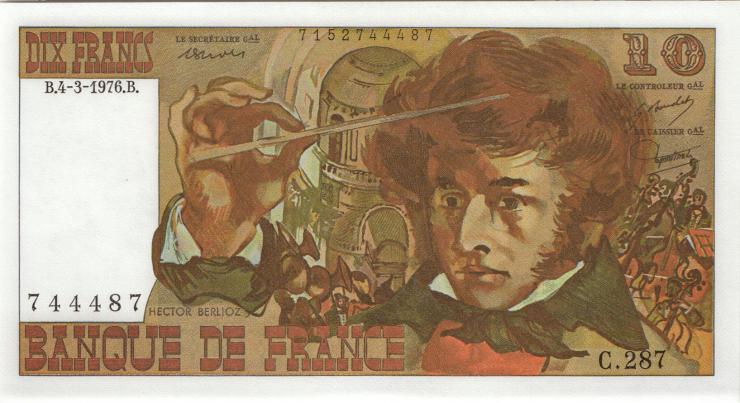 Frankreich / France P.150c 10 Francs 1976 Berlioz (1) 