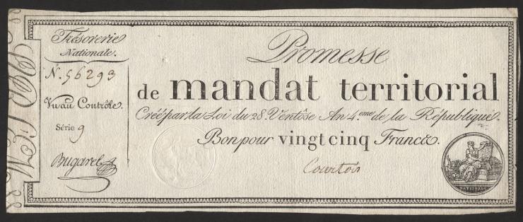 Frankreich / France P.A083b Assignat 25 Francs (1796) (2) 