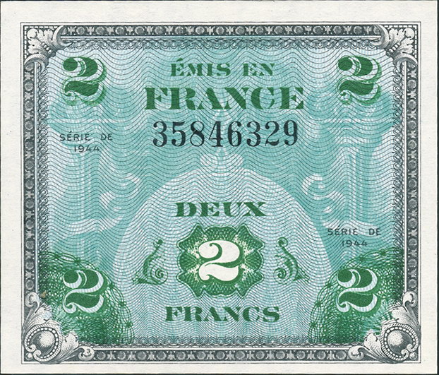 Frankreich / France P.114a 2 Francs 1944 (1/1-) 