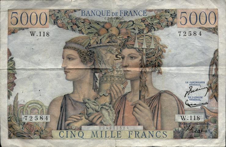 Frankreich / France P.131c 5000 Francs 2.1.1953 (3) 