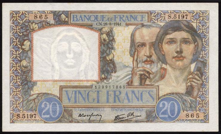 Frankreich / France P.092b 20 Francs 1941 (1) 