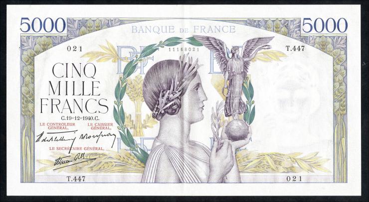 Frankreich / France P.097a 5000 Francs 1940 (2) 