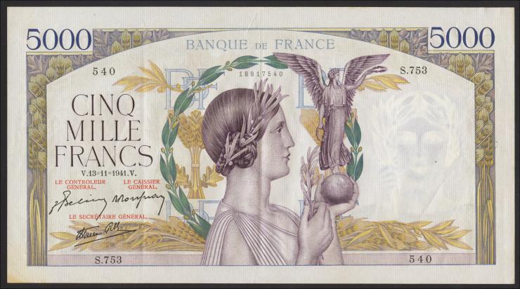 Frankreich / France P.097c 5000 Francs 13.11.1941 (2) 