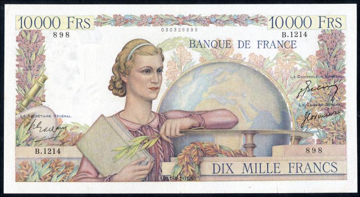 Frankreich / France P.132c 10.000 Francs 1951 (3) 