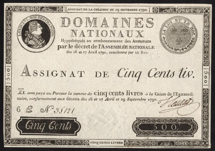 Frankreich / France P.A040 Assignat 500 Livres 1790 (1) 