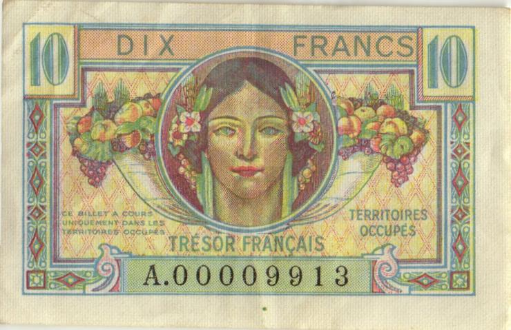 Frankreich / France P.M07 10 Francs (1947) Militärausgabe (3+) 