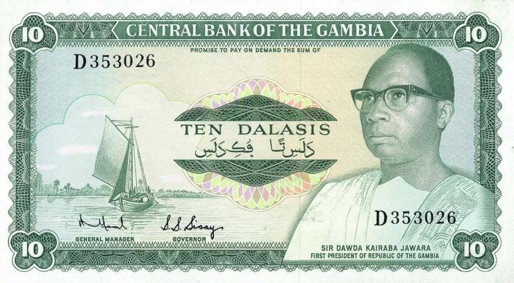 Gambia P.06b 10 Dalasis (1972-86) (1) 
