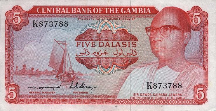 Gambia P.05b 5 Dalasis (1972-86) (1) 