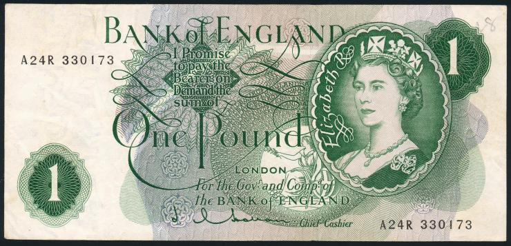 Großbritannien / Great Britain P.374c 1 Pound (1962-66) (3) 