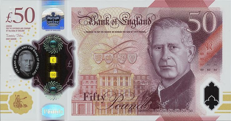 Großbritannien / Great Britain  50 Pounds 2023 Polymer King Charles (1) 