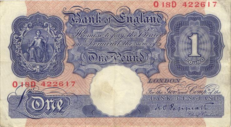 Großbritannien / Great Britain P.367a 1 Pound (1940-48) (3) 