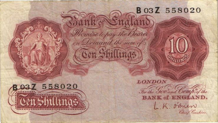 Großbritannien / Great Britain P.368c 10 Shillings (1955-60) (3) 