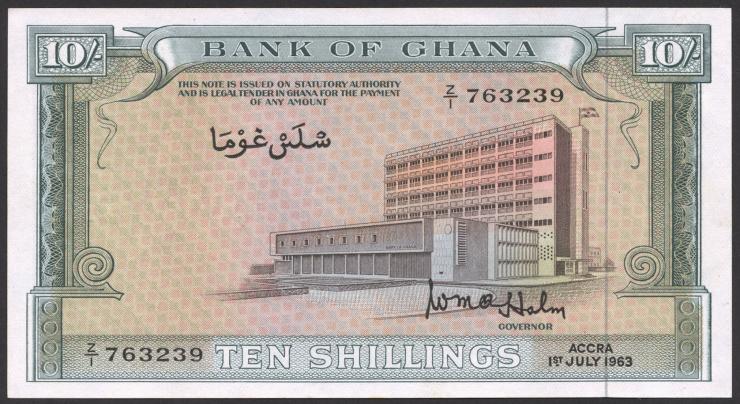 Ghana P.01d 10 Shillings 1963 (1) 