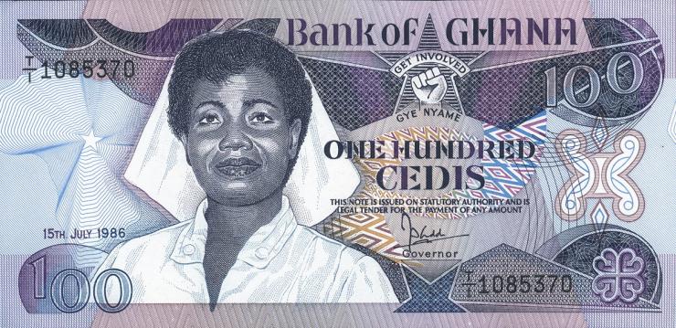 Ghana P.26a 100 Cedis 1986 (1) 