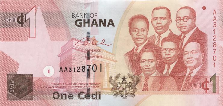 Ghana P.37a 1 Cedi 2007 (1) 