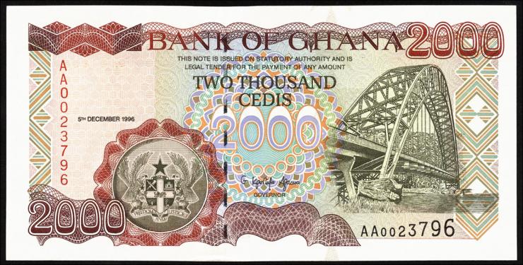 Ghana P.33a 2000 Cedis 1996 (1) 