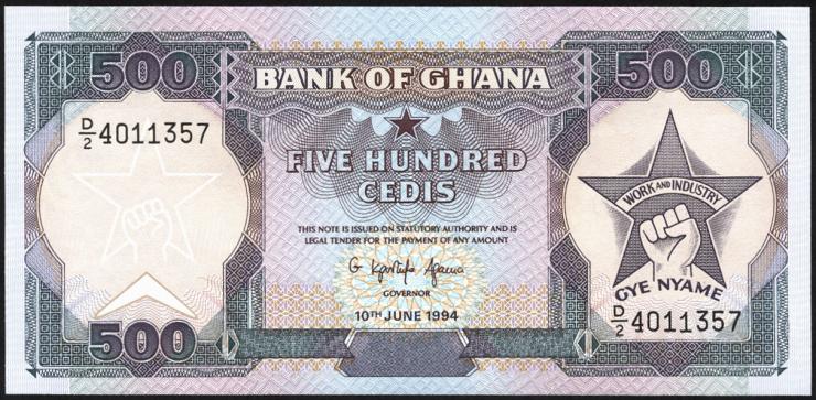 Ghana P.28c 500 Cedis 1994 (1) 