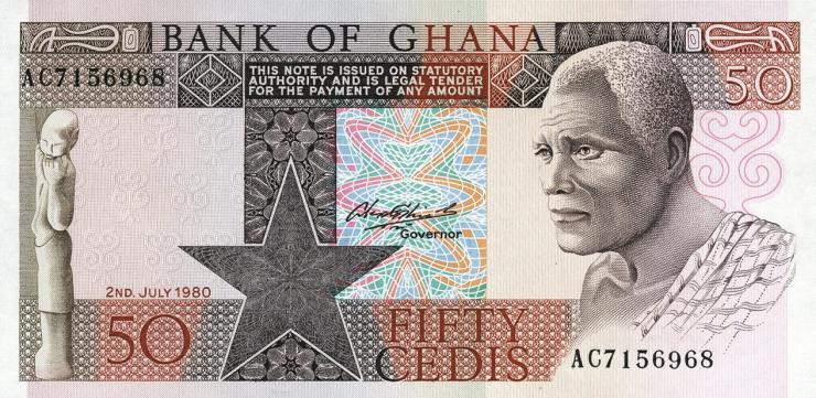 Ghana P.22b 50 Cedis 1980 (1) 