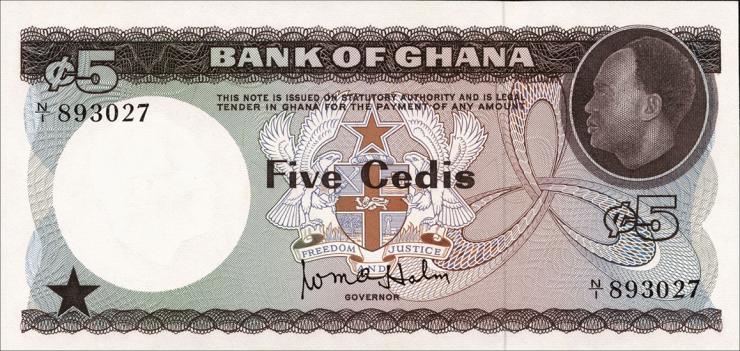 Ghana P.06 5 Cedis (1965) (1) 