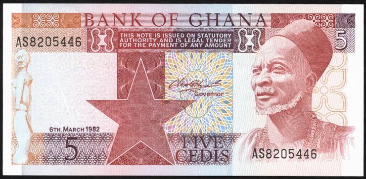 Ghana P.19c 5 Cedis 1982 (1) 