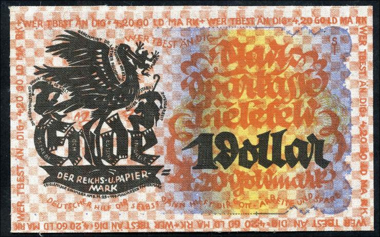 Bielefeld GP.50 4,20 Goldmark = 1 Dollar 1923 Leinen (1) 