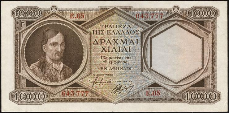 Griechenland / Greece P.172 1000 Drachmen (1944) (1-) 