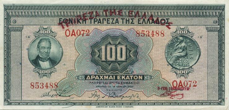 Griechenland / Greece P.098 100 Drachmen 1928 (1927) 