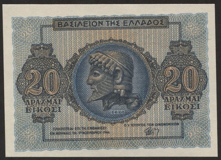 Griechenland / Greece P.323 20 Drachmen 1944 (1) 